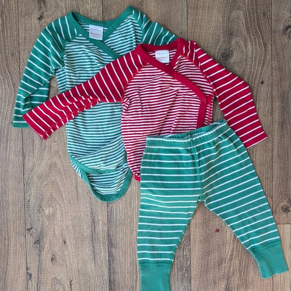 Hanna Andersson Christmas Kimono Bodysuit and Legging Bundle